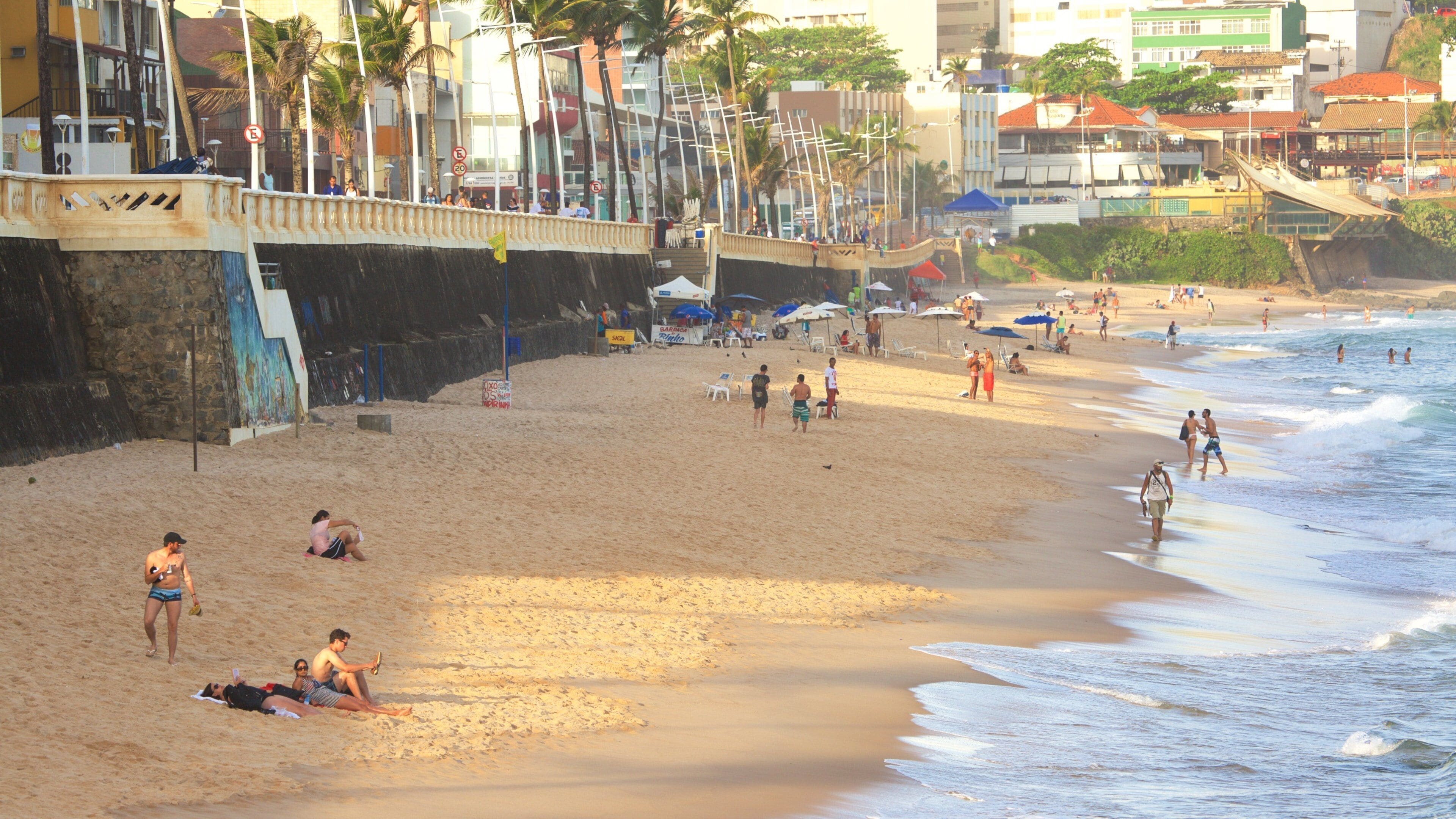 Farol da Barra Beach featuring a beach, a coastal town and general coastal views