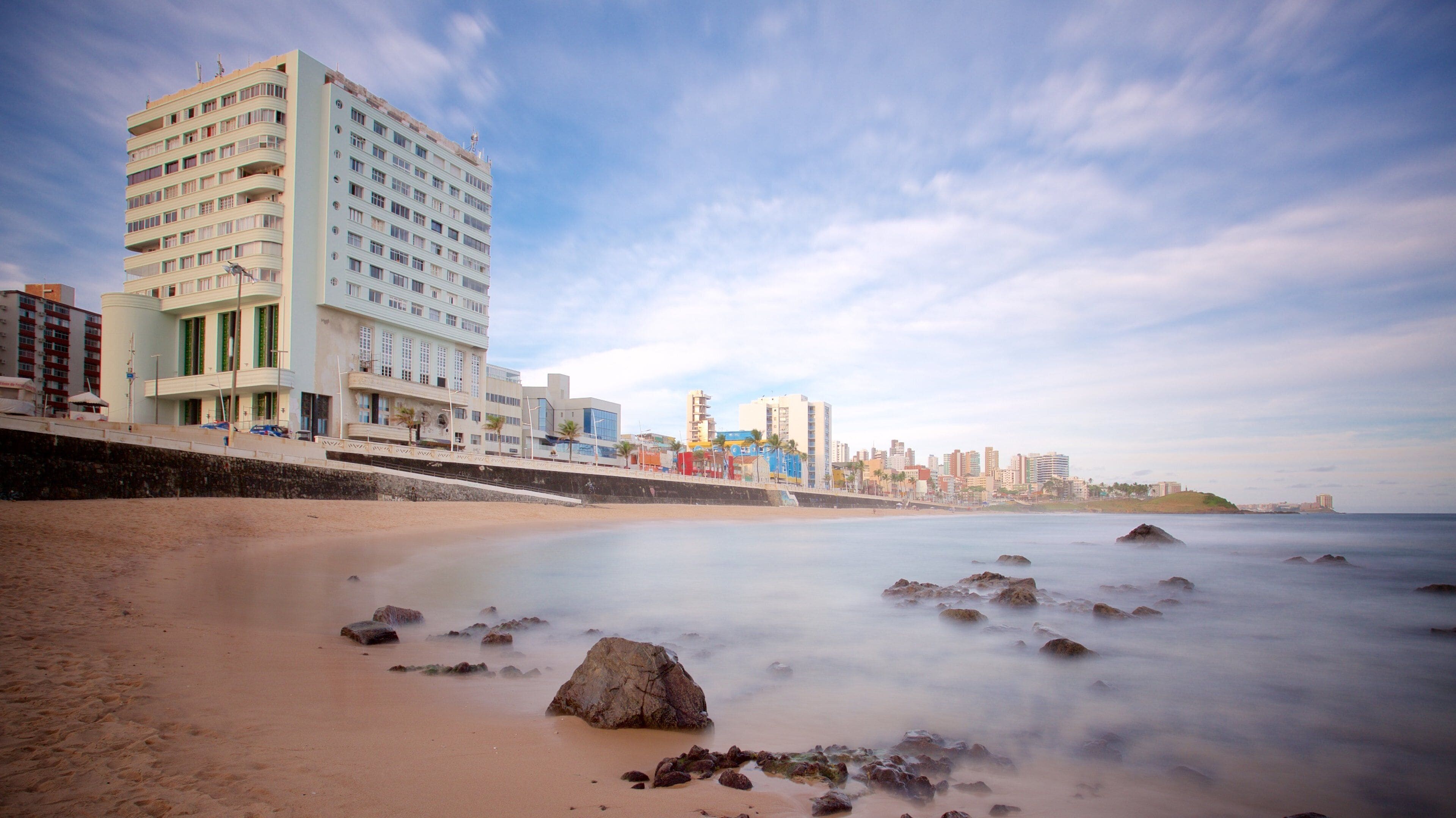 Farol da Barra Beach featuring a beach, a coastal town and general coastal views