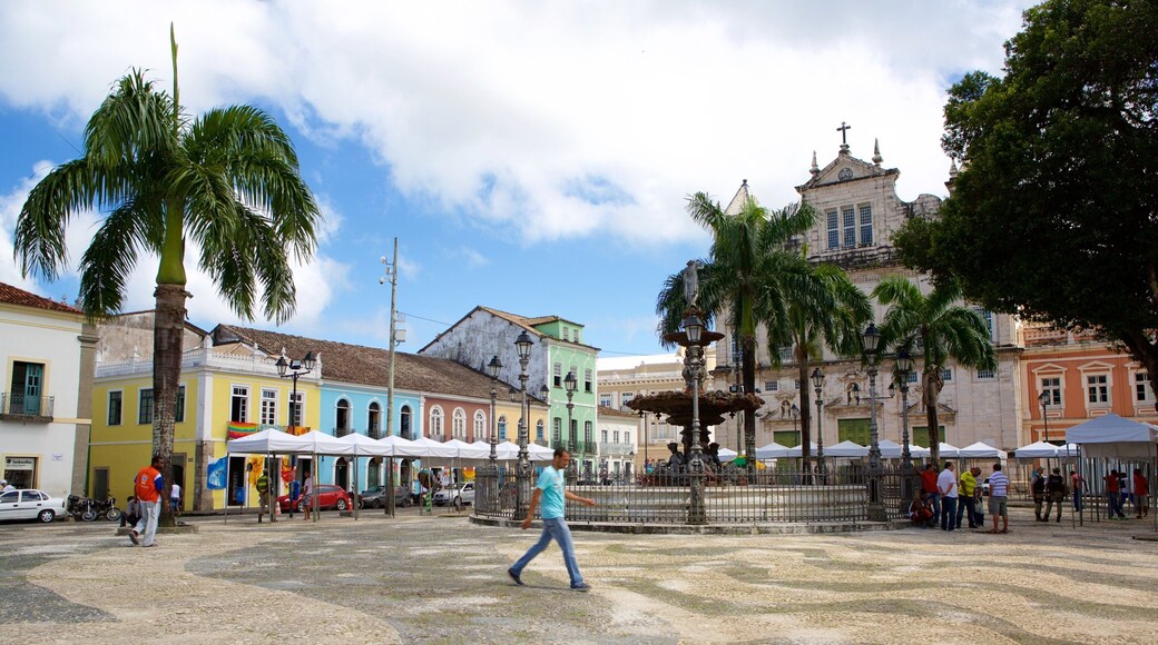Terreiro de Jesus featuring a fountain, a square or plaza and street scenes