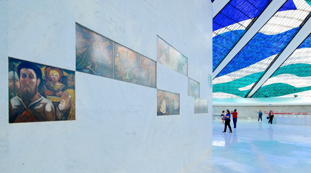 Metropolitan Cathedral showing modern architecture, interior views and art