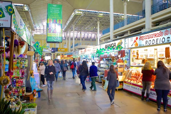 Public Market showing interior views and shopping as well as a large group of people