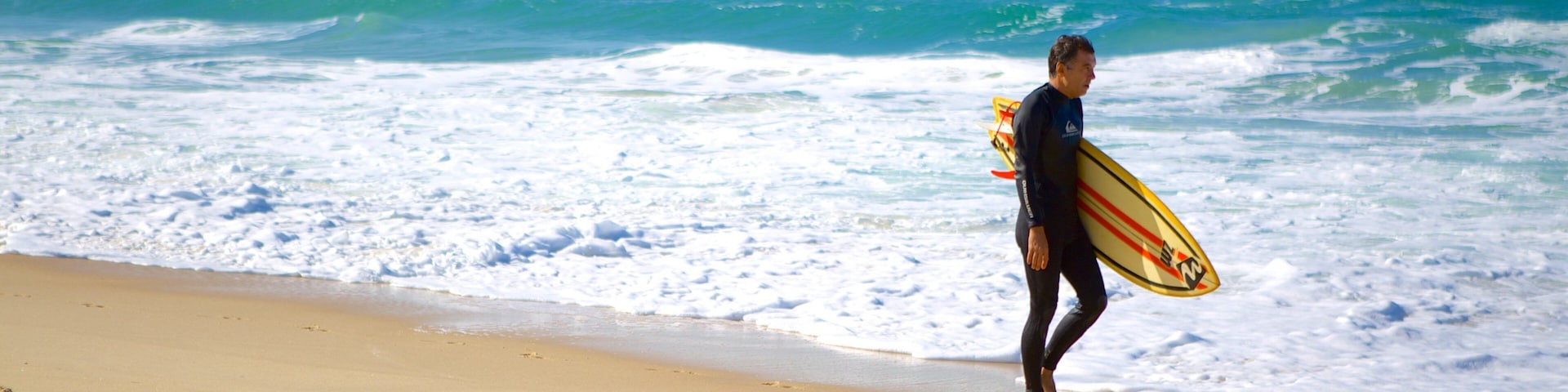 Playa Mole que incluye una playa y surf y también un hombre