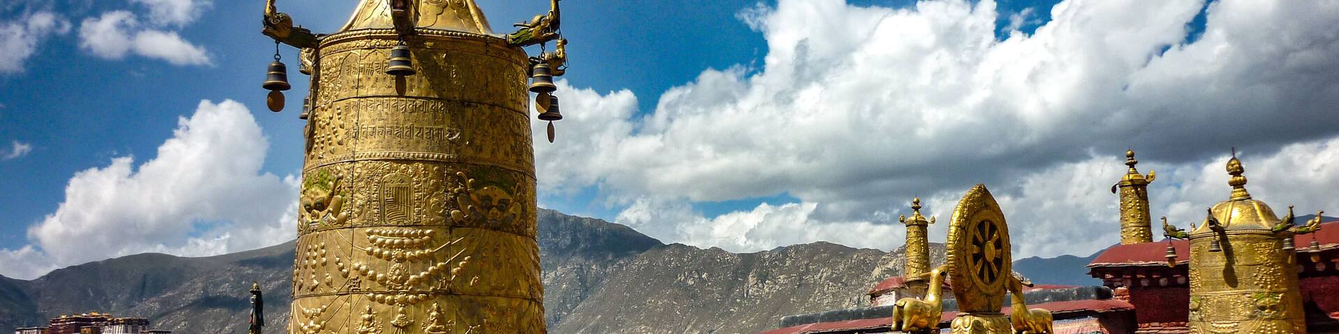 The rooftop of the Jokhang Temple, Lhasa, Tibet