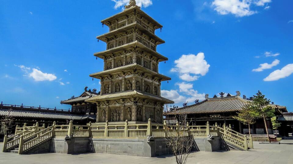Pagoda at the Yungang Grottoes complex, China.