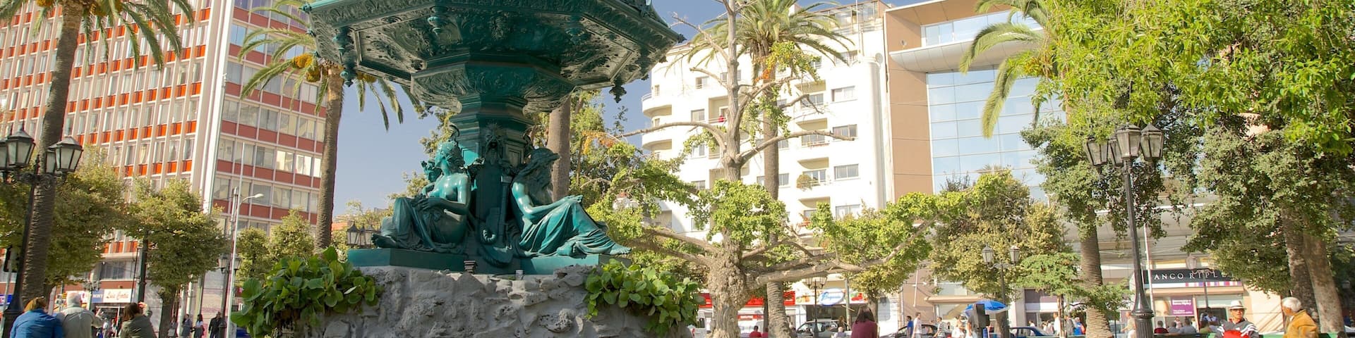 Plaza Victoria featuring a city and a fountain