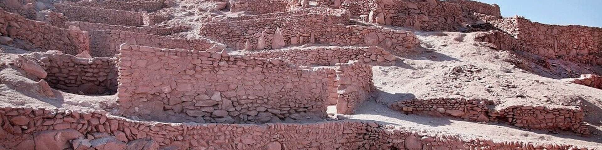 Just outside San Pedro de Atacama are the ruins of a 12th-century fort built atop a promontory overlooking the Rio San Pedro. It was built by the Atacameños to protect themselves from the expanding Inca Empire, but the real threat came centuries later when the Conquistadors invaded and conquered the fortress in 1540 (and beheaded some 300 chiefs). Worth a visit, particularly for the panoramic desert views from the top.
