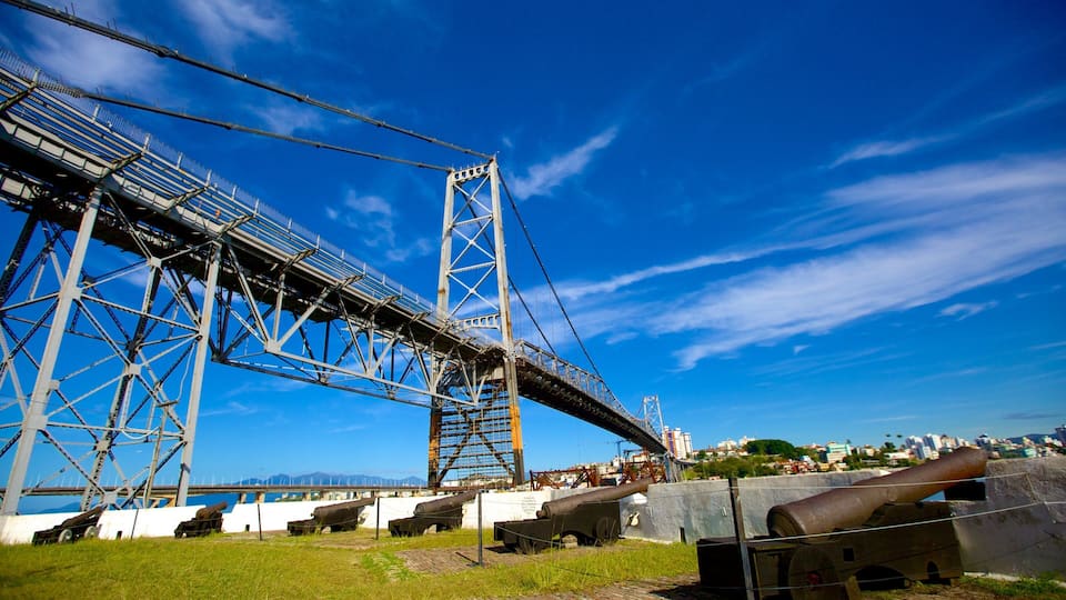 Hercilio Luz Bridge which includes military items and a bridge