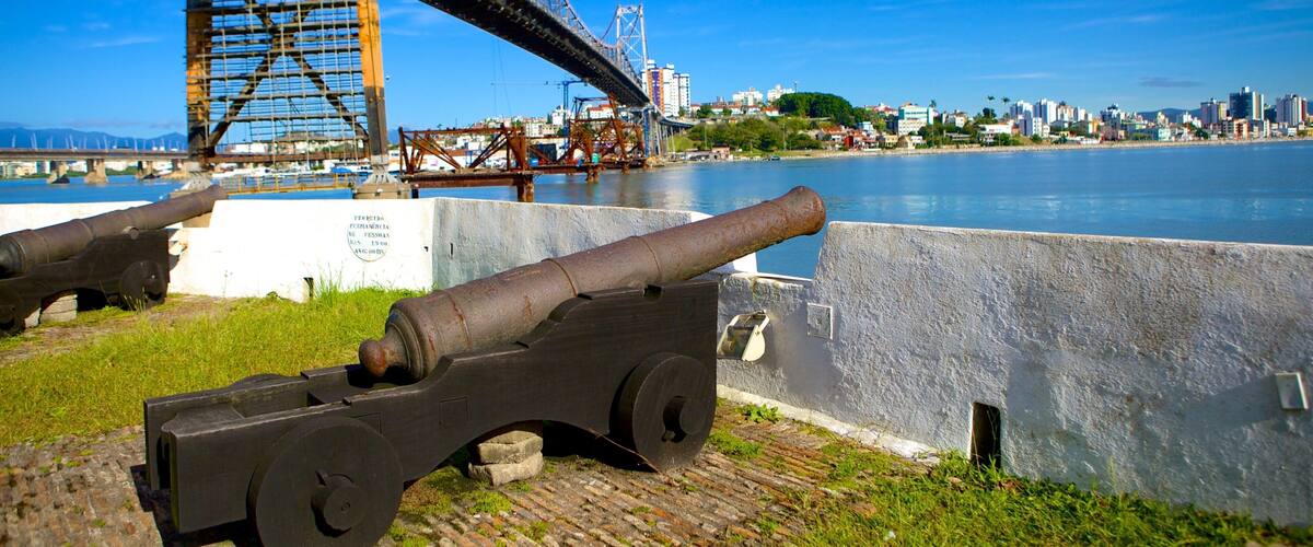 Hercilio Luz Bridge featuring heritage elements, a bridge and military items