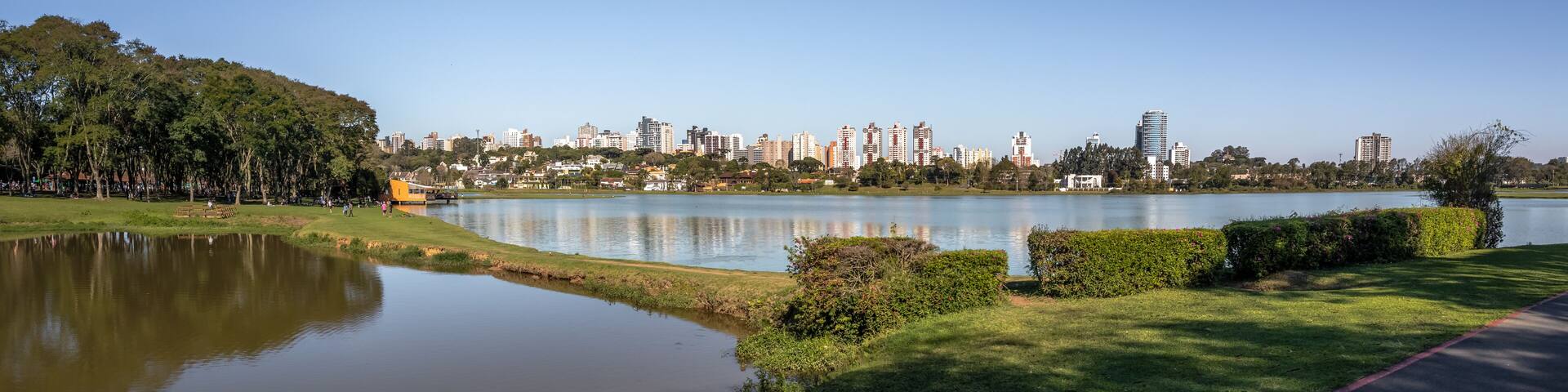 Panoramic view of Barigui Park and city skyline - Curitiba, Parana, Brazil