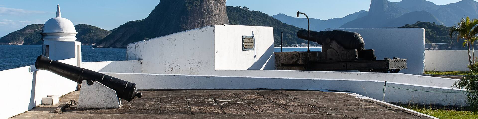 Sugar Loaf, Rio de Janeiro, Brazil, observed in different angles, from historical Santa Cruz da Barra fortress, built in seventeenth century, when protected the entrance of the Bay of Guanabara.