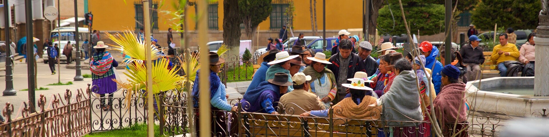 Potosi featuring a park as well as a large group of people