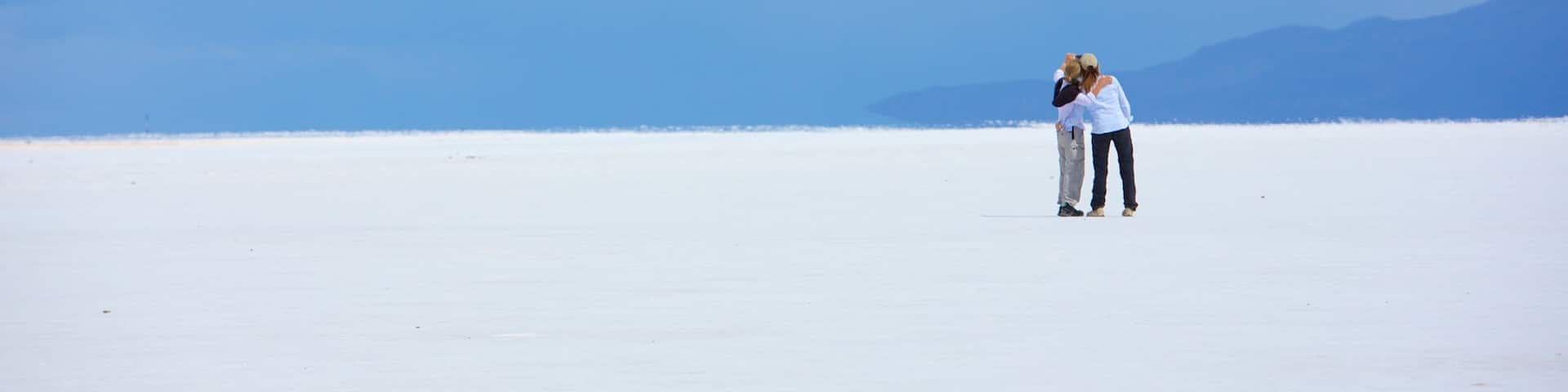 Salar de Uyuni which includes tranquil scenes as well as a small group of people