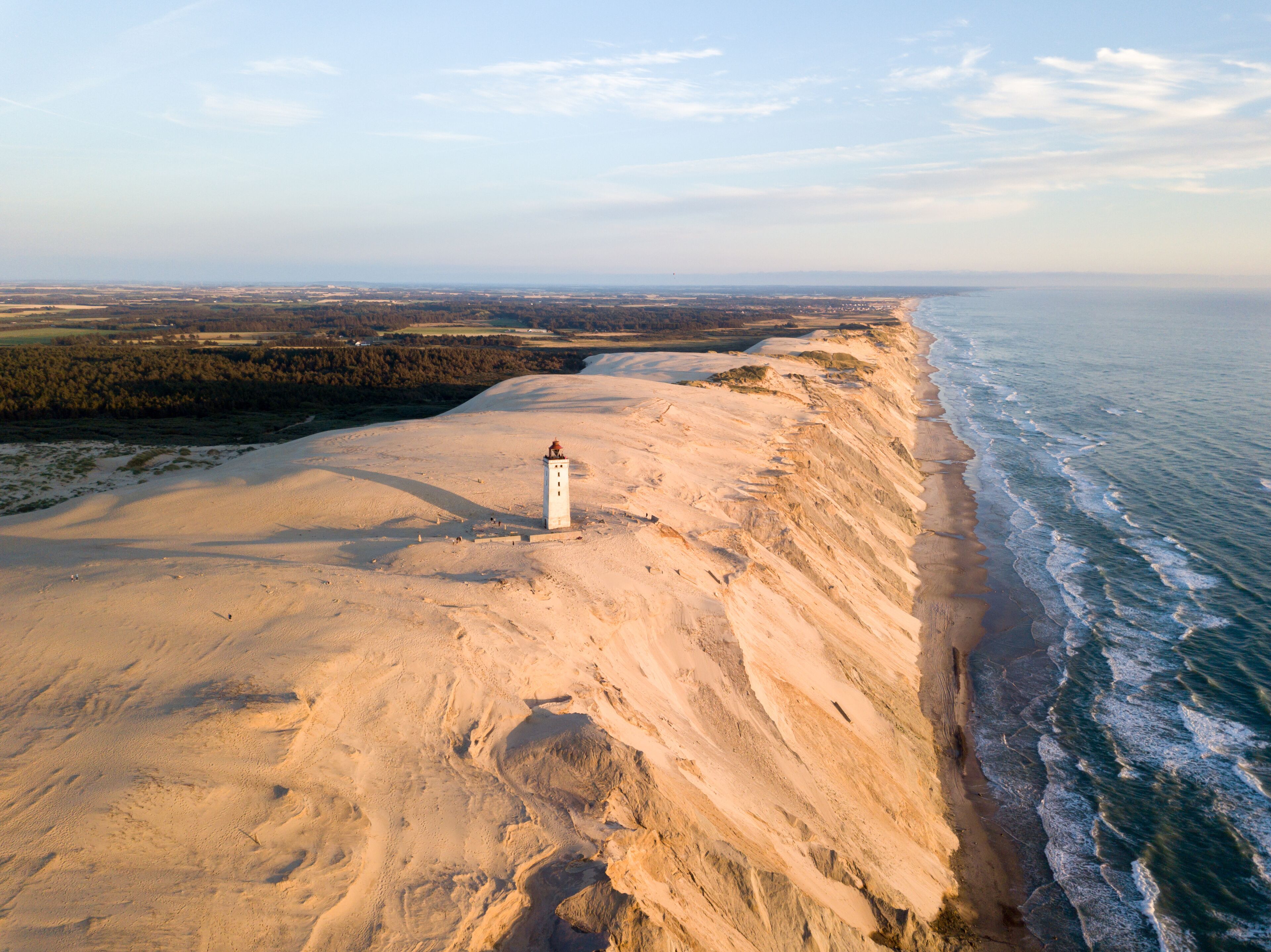 Aerial Drone View of Rubjerg Knude Lighthouse in Denmark