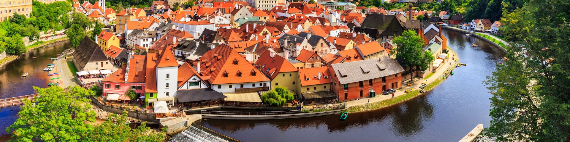 Cesky Krumlov from the top, Czech Republic, Europe.