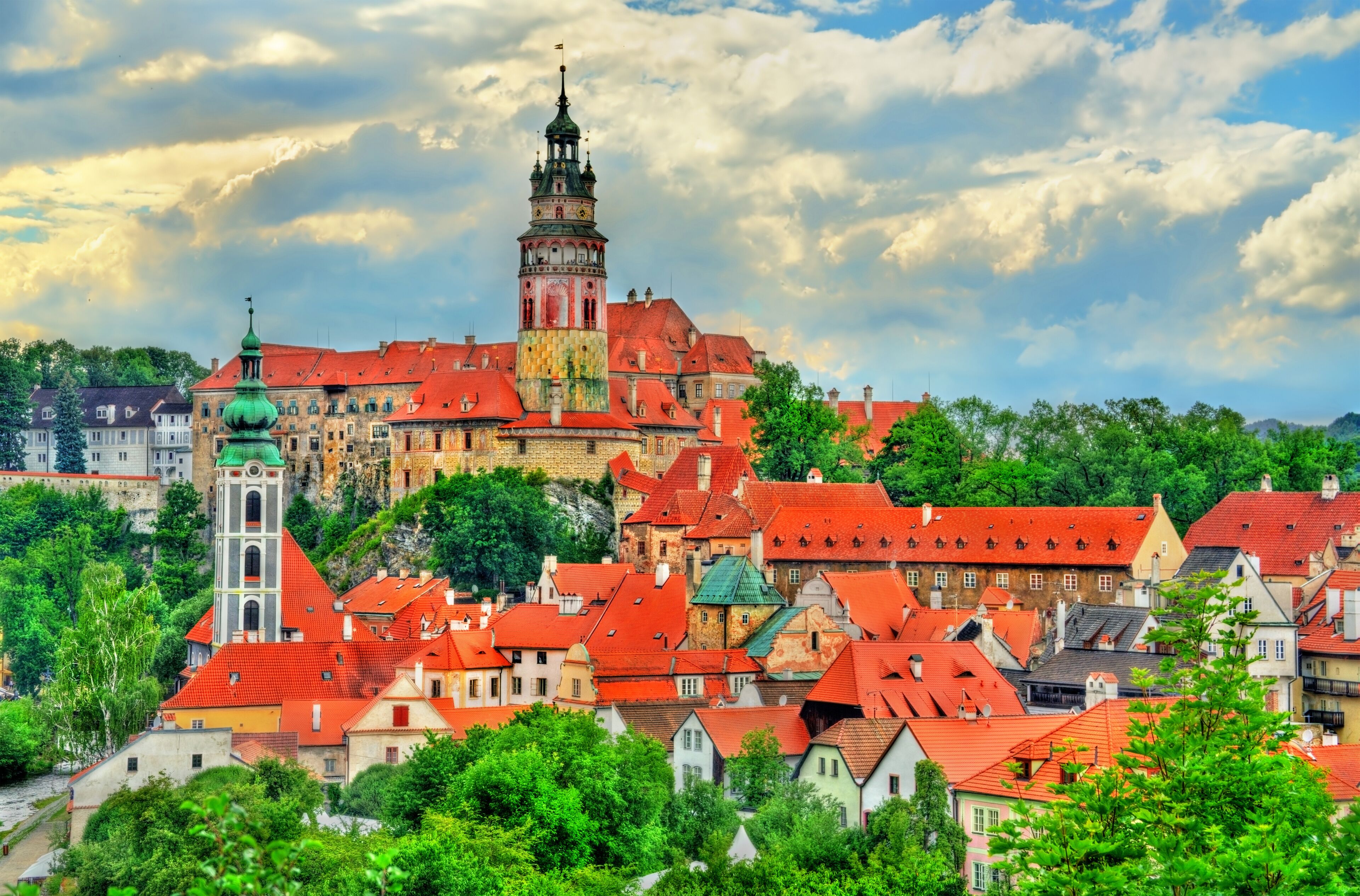 View of Cesky Krumlov town, a UNESCO heritage site in Czech Republic