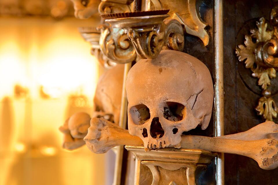 Un cráneo con una calavera cruzada.