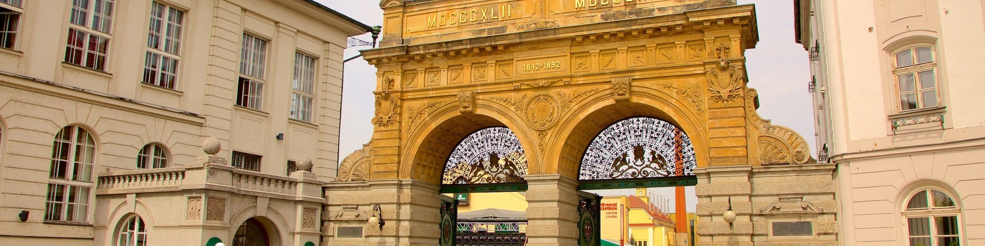Pilsner Urquell Brewery showing heritage architecture and heritage elements