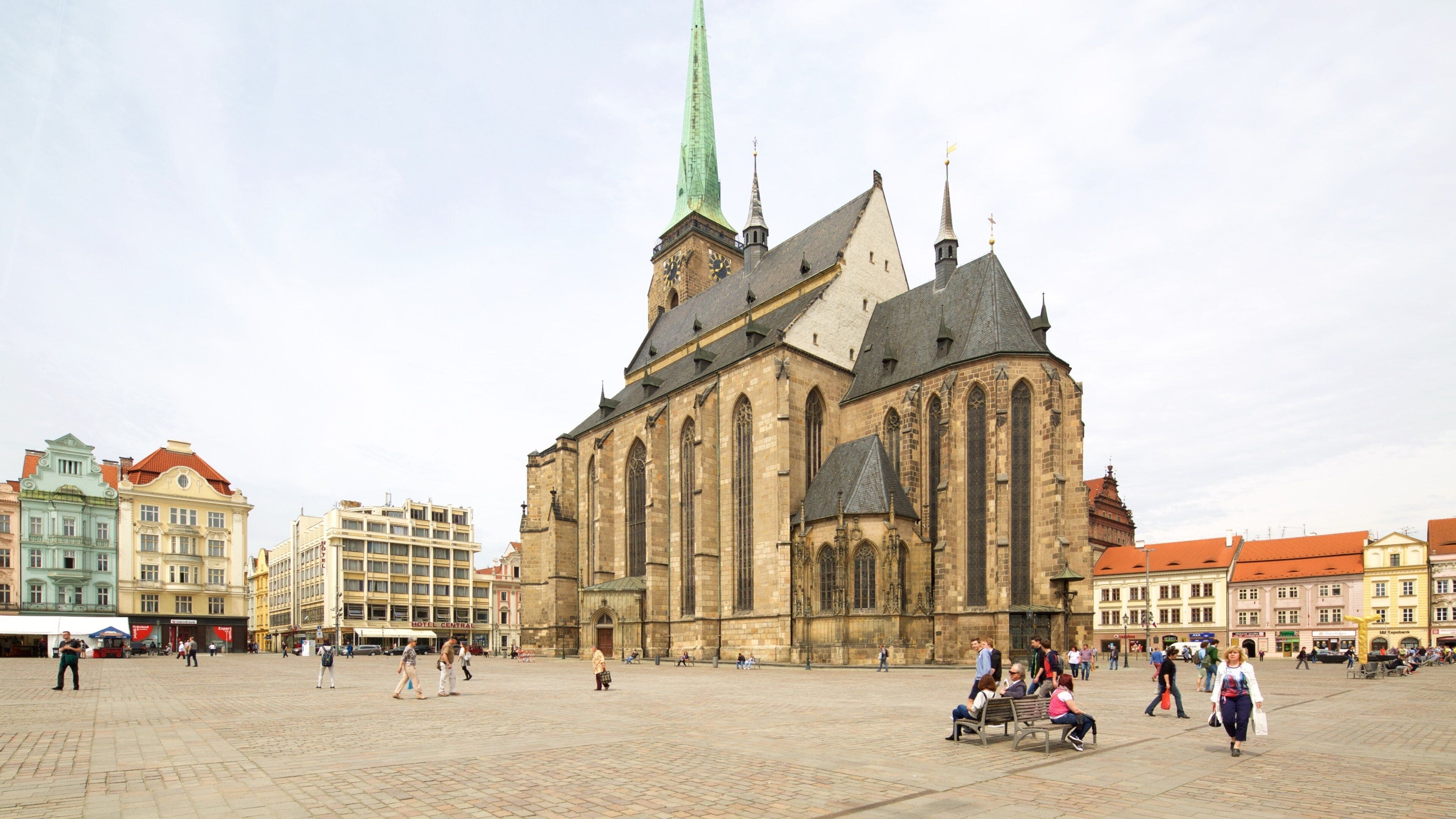 Old Town Plzen featuring heritage architecture, a city and a square or plaza