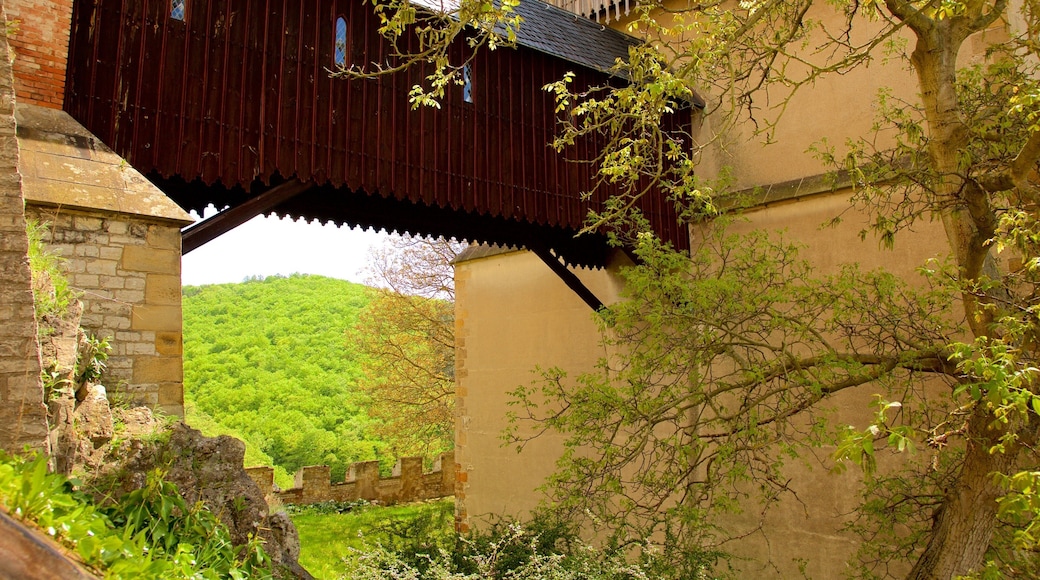 Castello di Karlštejn mostrando oggetti d\'epoca e castello o palazzo