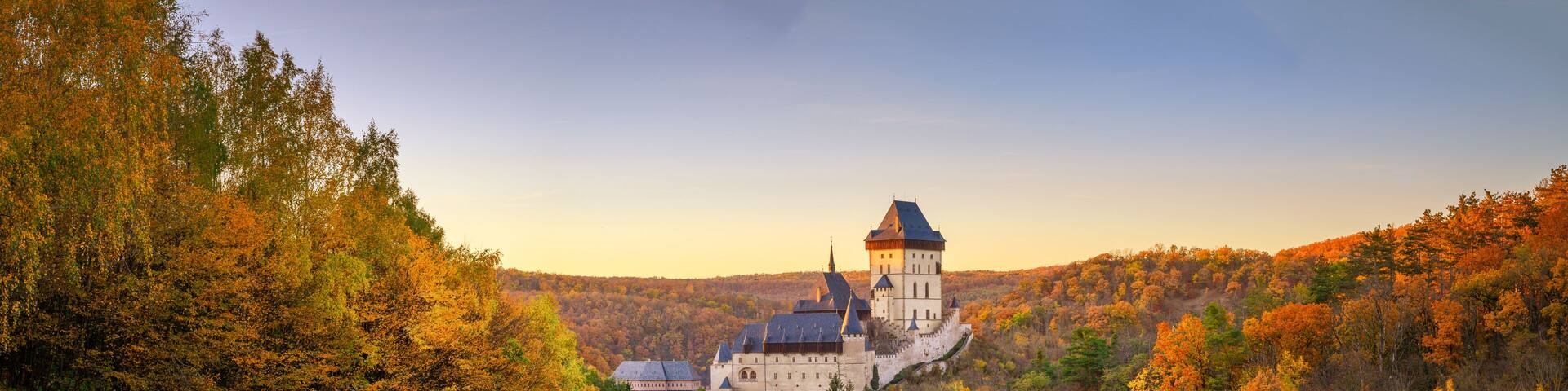 Panoramic View of Famous Karlstejn Castle - Czech Republic