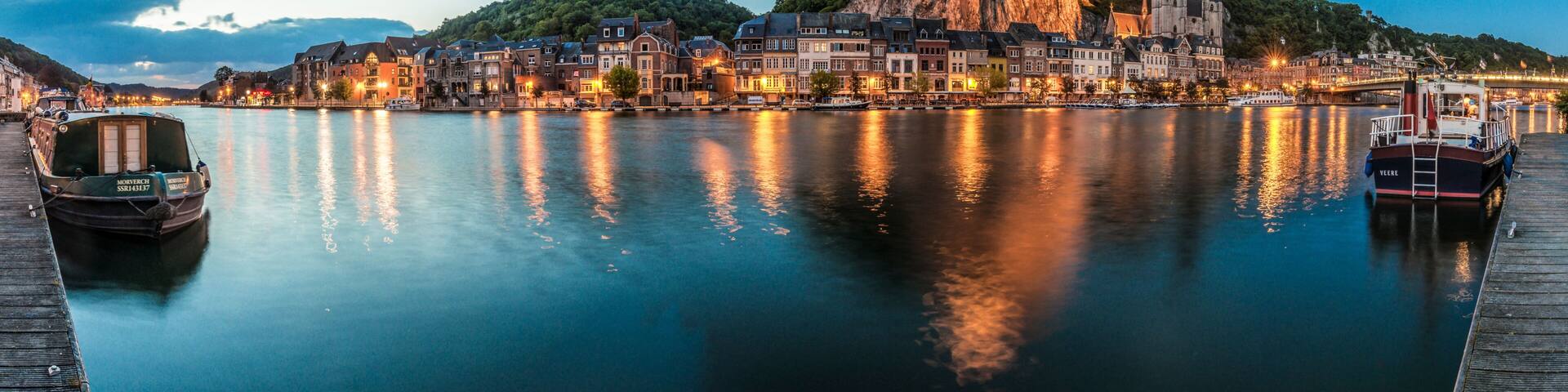 Meuse River passing through Dinant, Belgium.