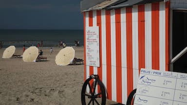 Changing hut De Panne beach,Belgium.
Colour coordinated huts and sunbeds, line the beach.
#BeachTips