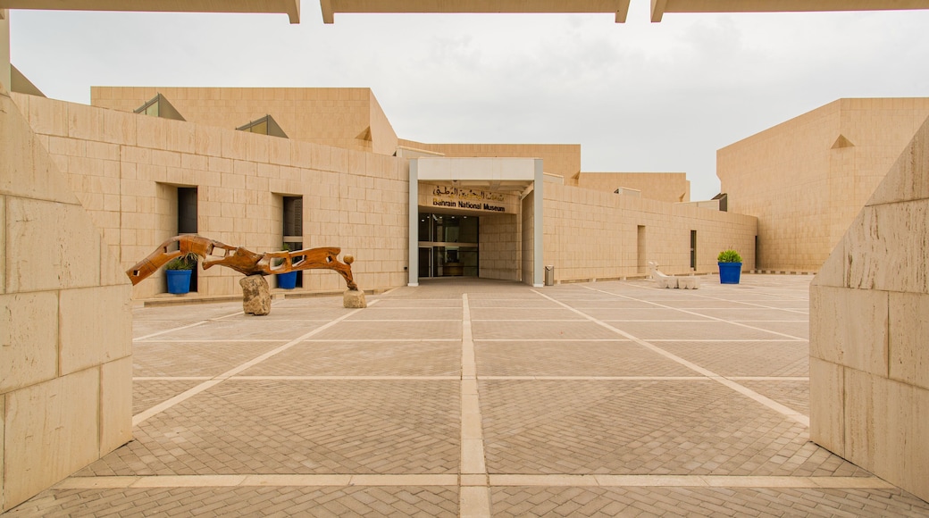 Bahrain National Museum featuring outdoor art and a square or plaza