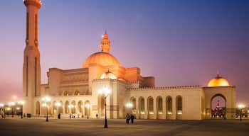 Exterior of Al Fateh grand mosque in evening. Manama, Bahrain