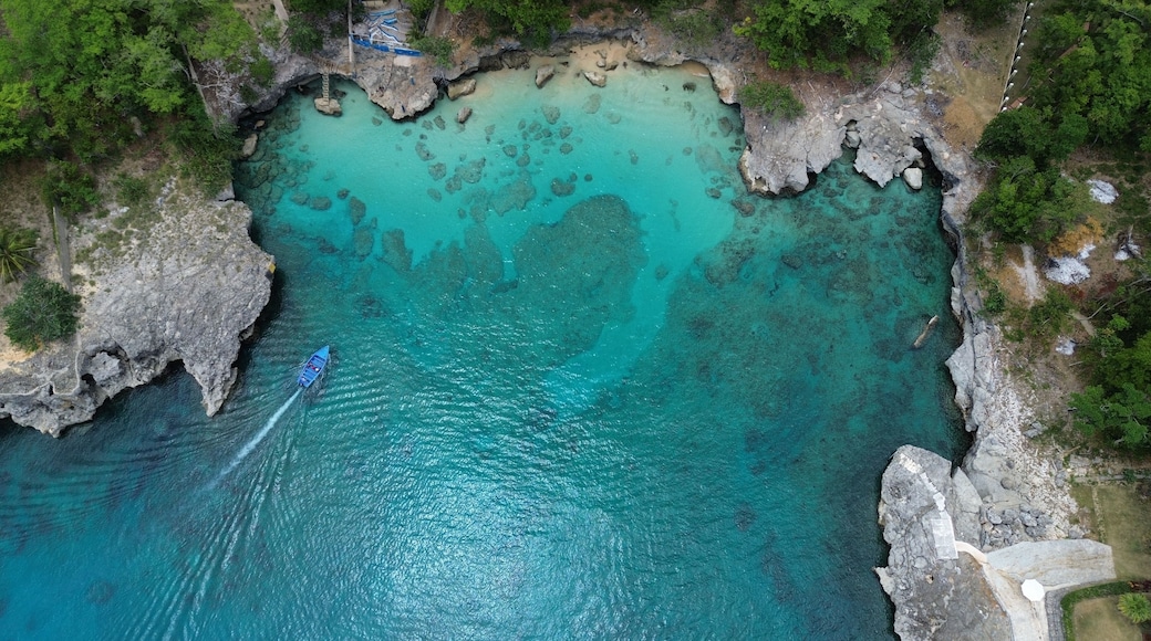 Natural pool in Rio San Juan, Dominican Republic. Aerial drone photo.