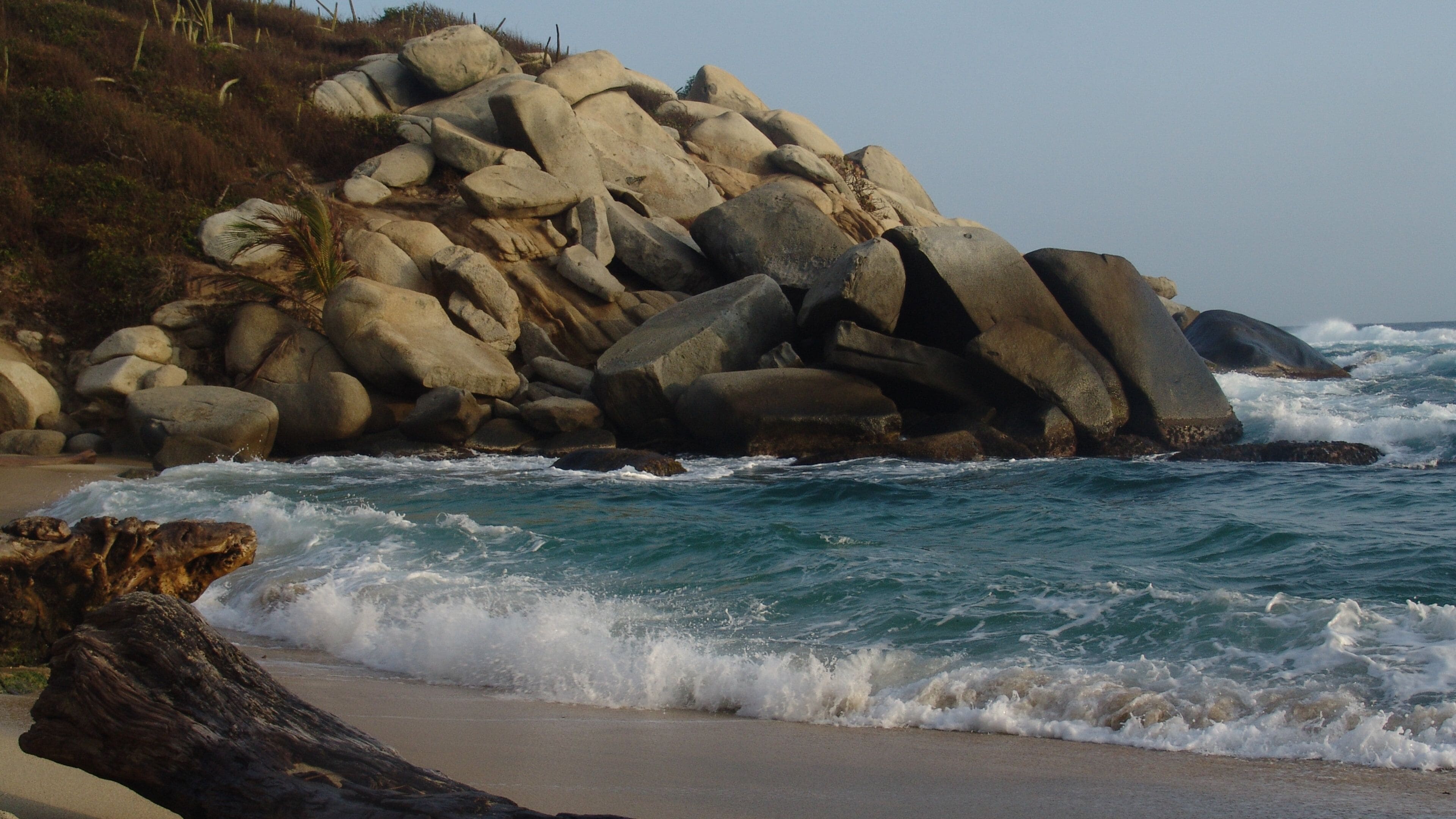 Tayrona National Natural Park showing general coastal views, a sandy beach and rugged coastline