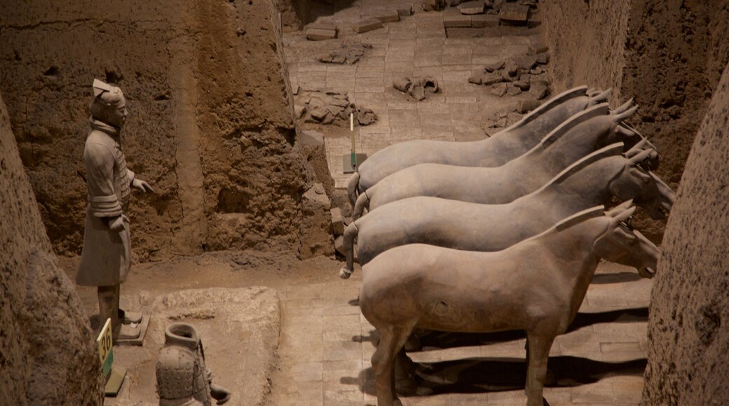 Terracotta Army inclusief een standbeeld of beeldhouwwerk en interieur