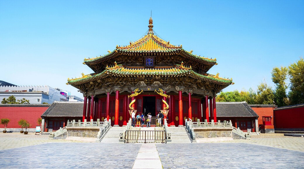 The Imperial Palace of The Qing Dynasty in Shenyang (Mukden Palace). Text on plaque translate into Enligh is Dazheng Hall. It is UNESCO World Heritage Site, built in 1625. located in Shenyang, China.;