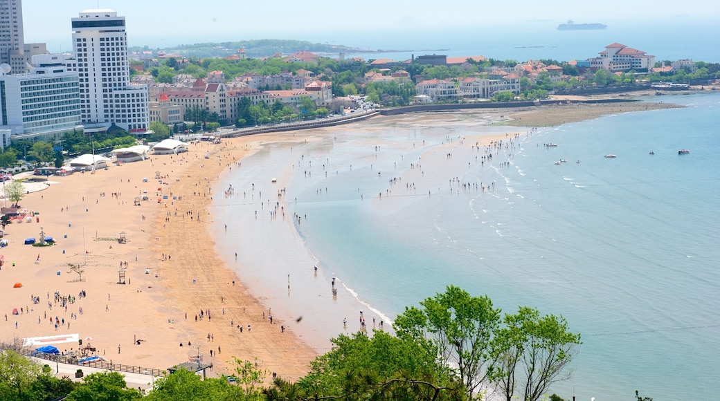 Number 1 Bathing Beach featuring swimming, a sandy beach and a coastal town