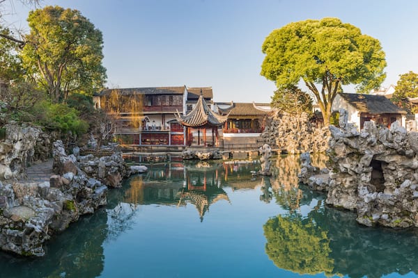 lion forest garden (shiziin) in Suzhou, China. UNESCO heritage site.