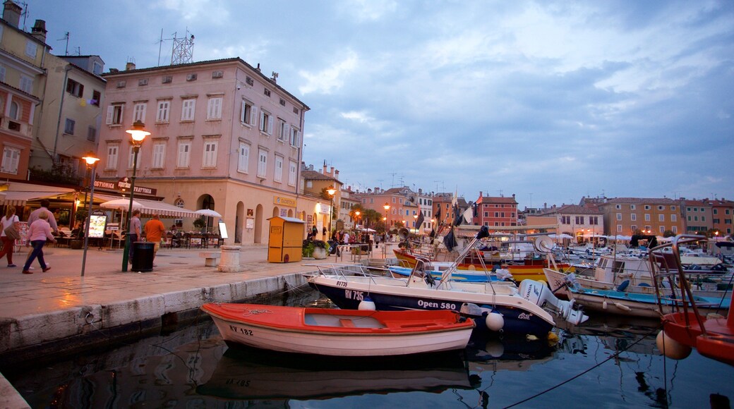 Porto di Rovinj caratteristiche di paesaggio notturno e baia e porto
