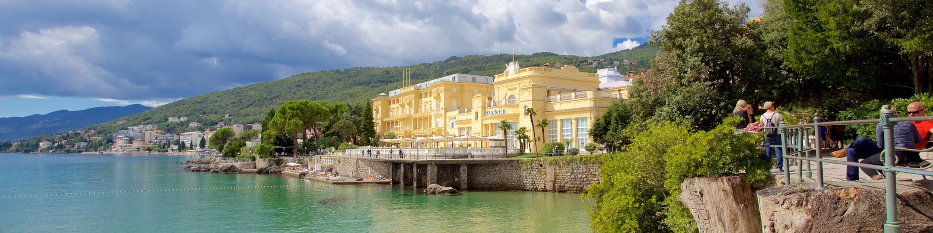 Park Angiolina which includes rugged coastline and a coastal town