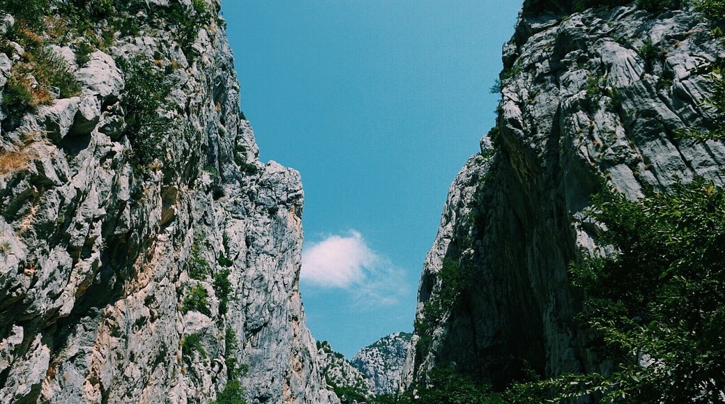 #hiking through gorges in Paklenica National Park, Croatia. We caught the bus from Zadar to here - make sure you take cash to pay at the station as the ATMs are often out of order and the station does not accept card. Try get the bus early as possible, especially in peak season as the sun is scorching and you'll need a lot of water breaks and rest time. There is a super market and a couple of cafes down the road from the national park entrance but pack some snacks and water! Head down to the ocean afterwards to cool off #mountains #croatia #paklenica
