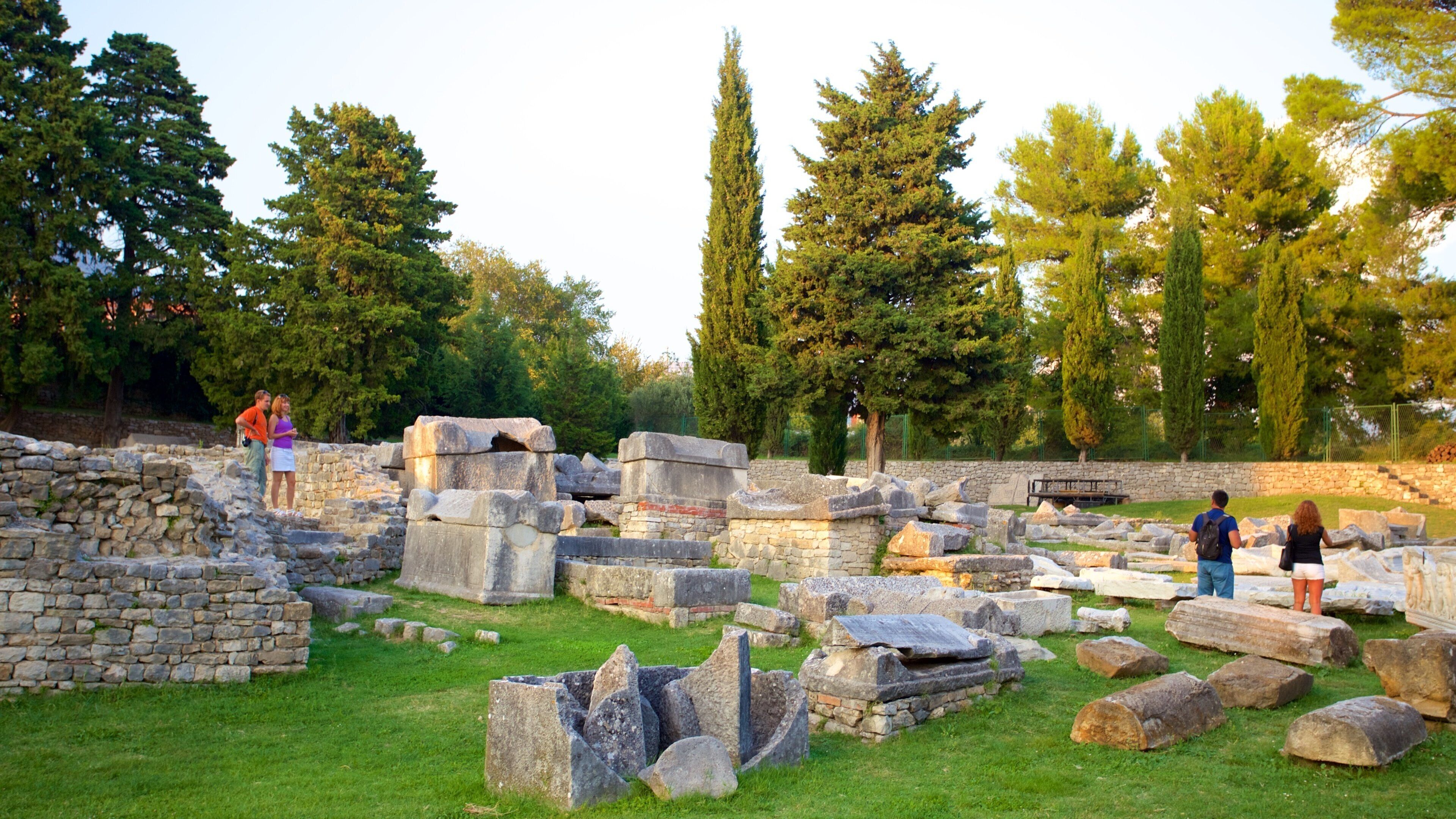 Salona Ruins featuring heritage elements and building ruins as well as a small group of people