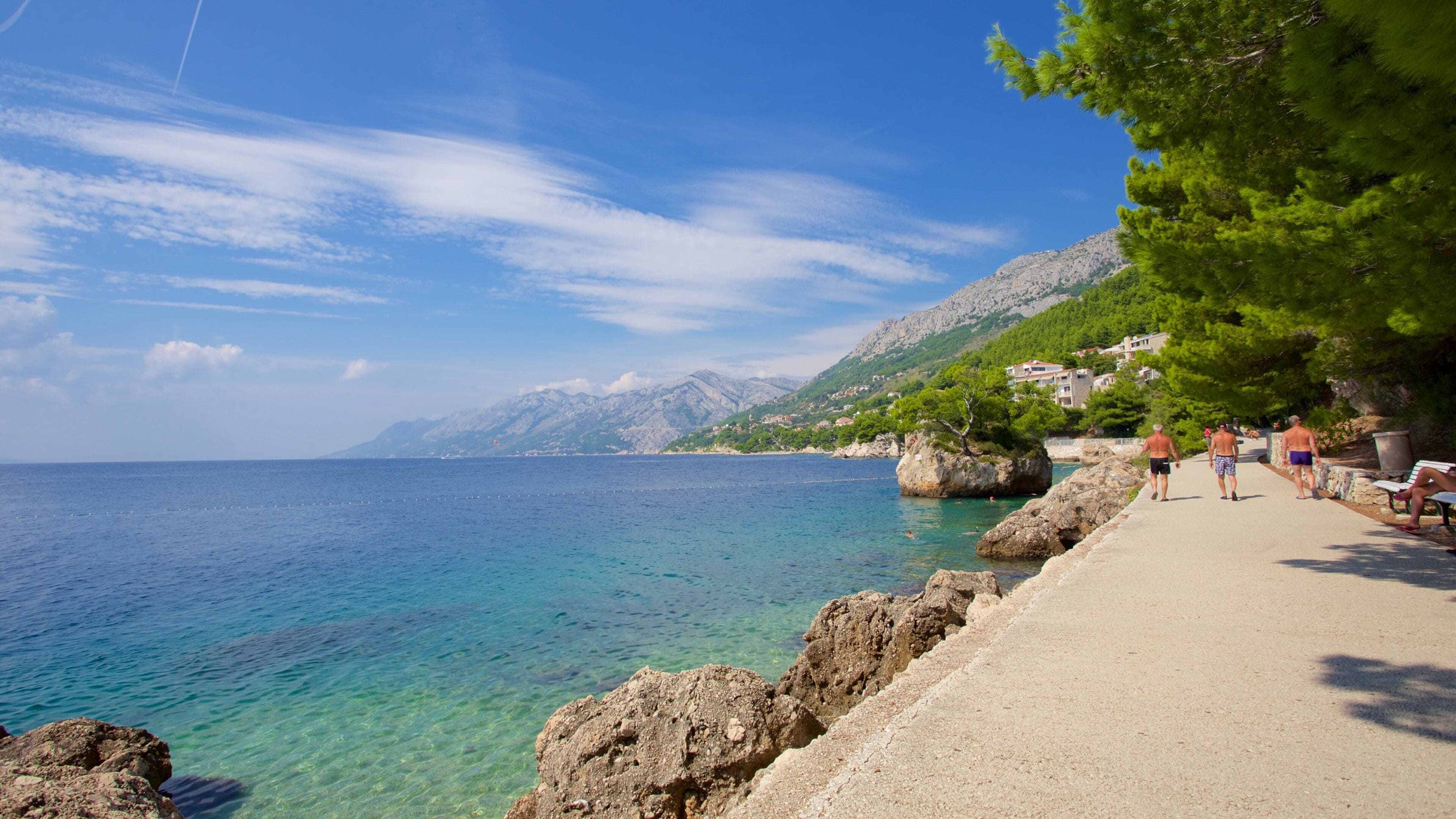 Brela Beach featuring a pebble beach and general coastal views
