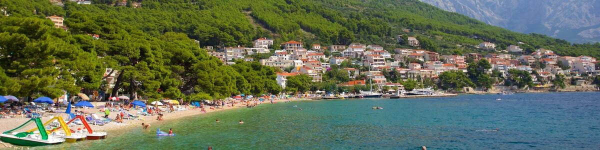 Brela Beach showing general coastal views and mountains