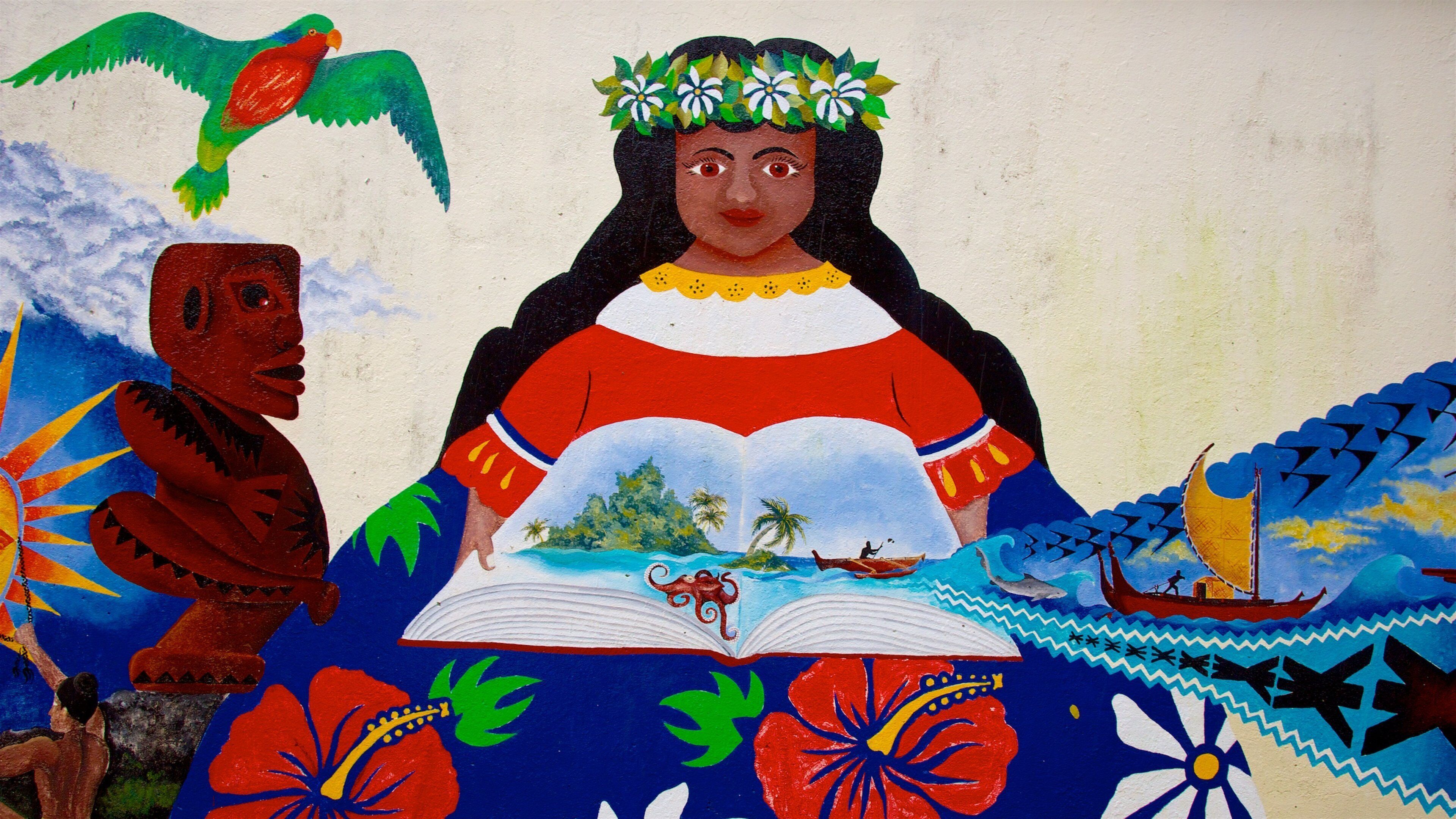 Rarotonga montrant art en plein air