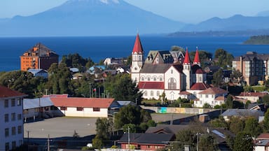 View of the city of Puerto Varas and llanyauihue Lake, Patagonia, Chile
