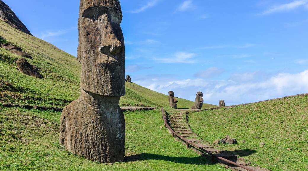 Moai statues in Rano Raraku Volcano, Easter Island, Chile