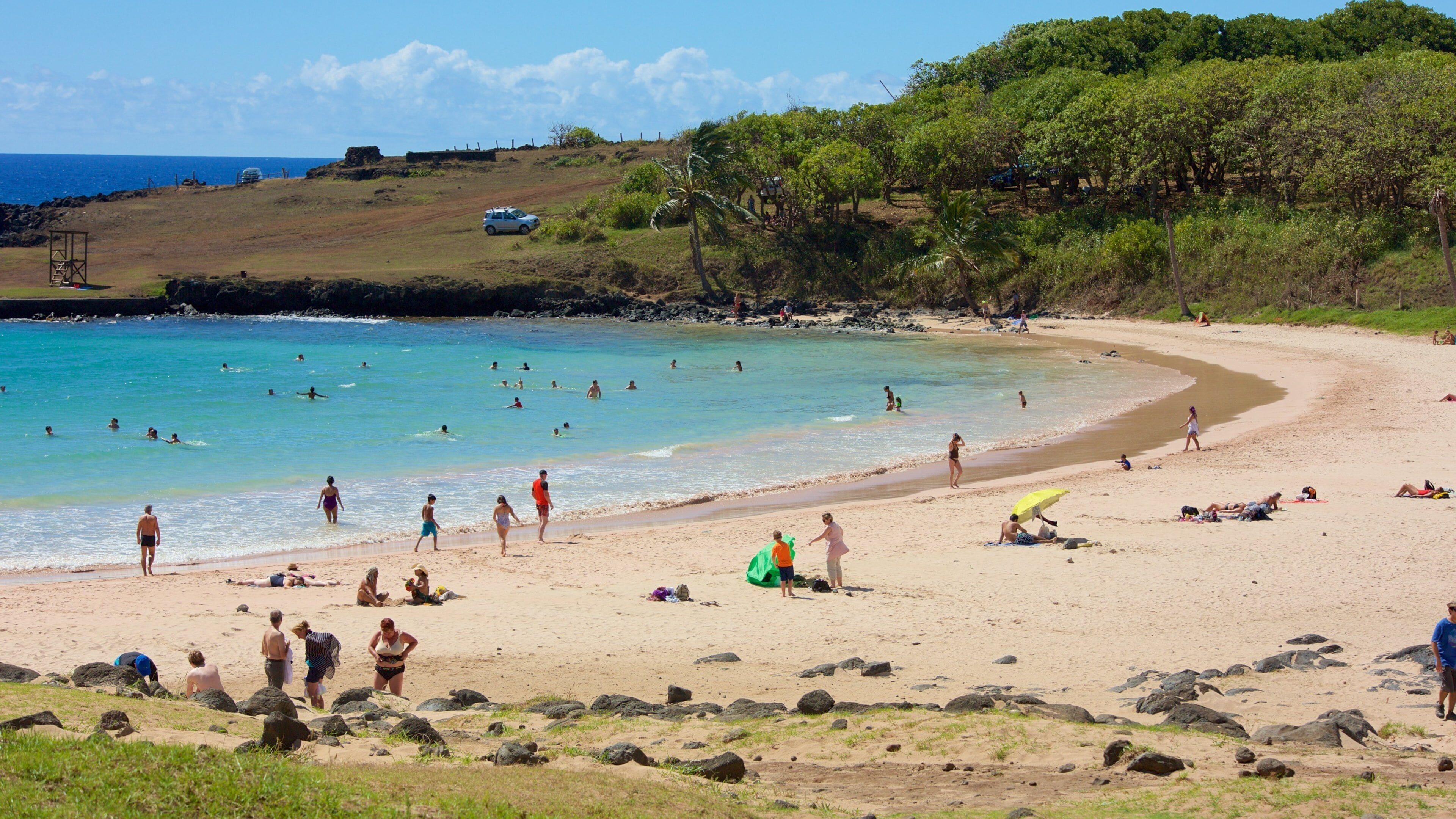 Anakena Beach showing a sandy beach