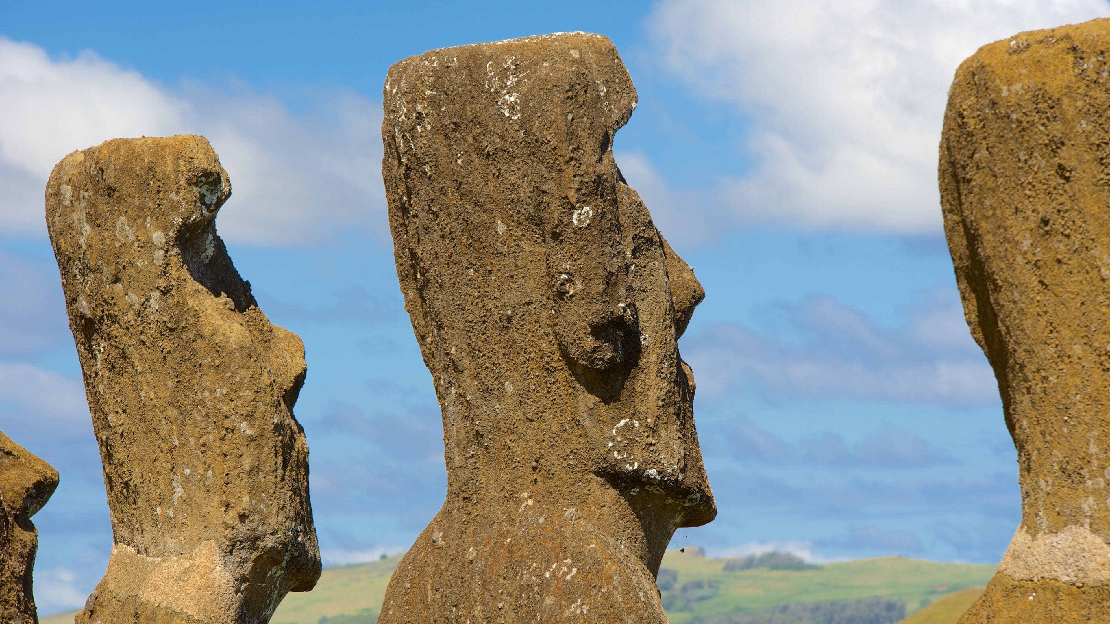 Ahu Akivi showing heritage elements and a statue or sculpture