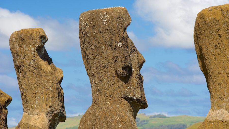 Ahu Akivi which includes heritage elements and a statue or sculpture