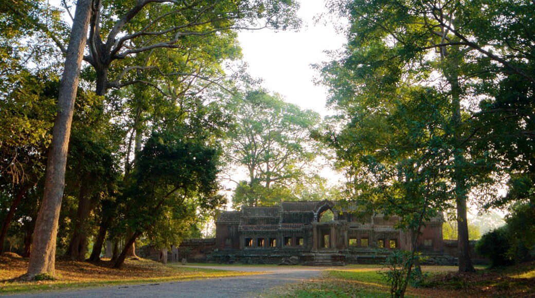 Angkor Wat featuring a garden, a temple or place of worship and heritage elements