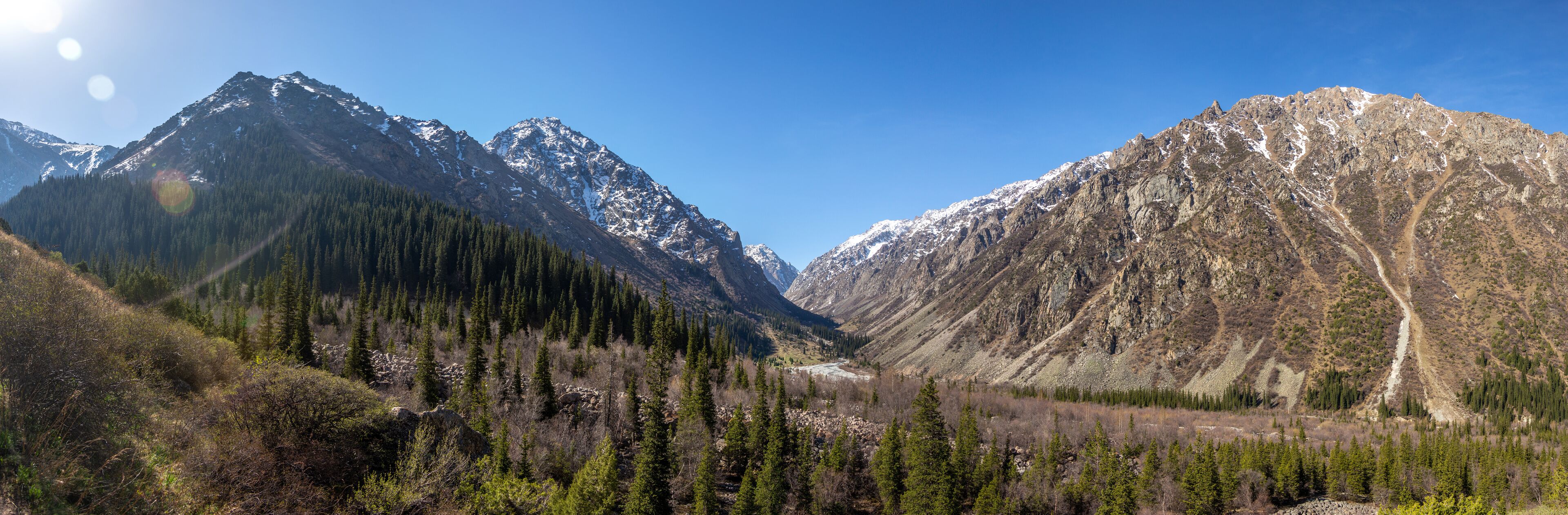 Scenic landscape in Ala Archa national park in Tian Shan mountain range, Kyrgyzstan