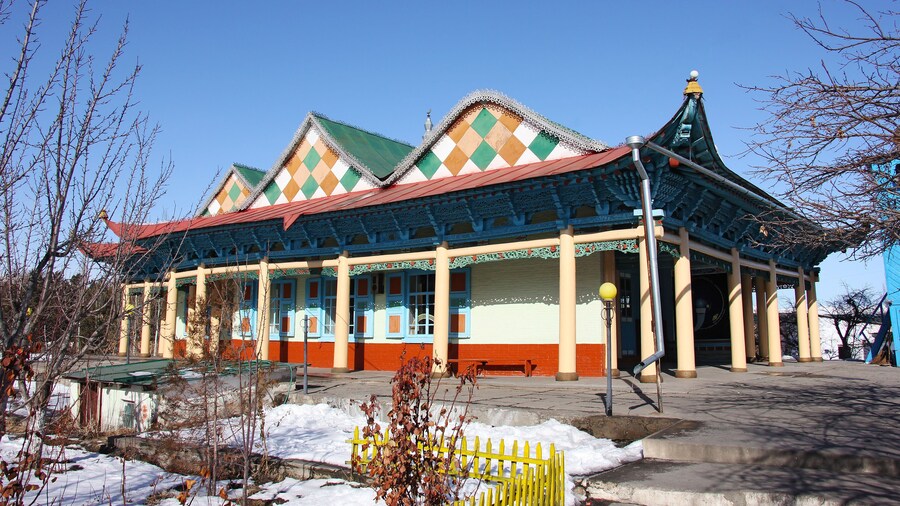 old wooden Dungan Mosque in Karakol city, Kyrgyzstan