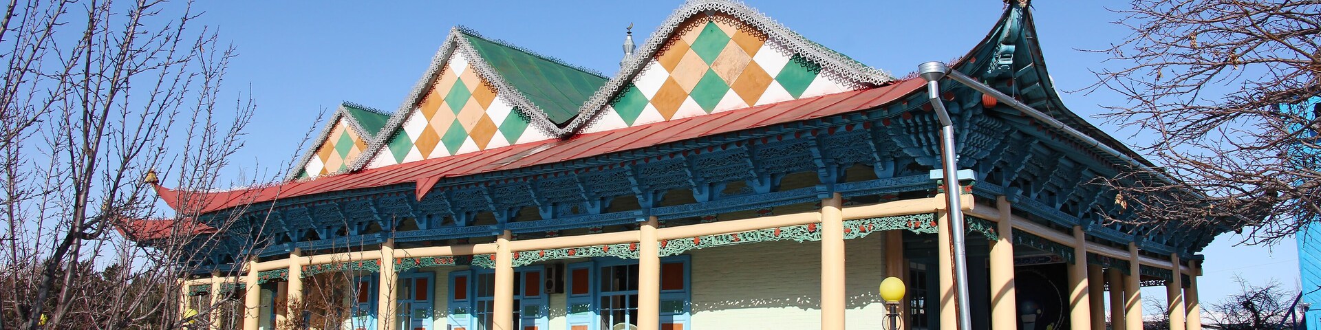 old wooden Dungan Mosque in Karakol city, Kyrgyzstan